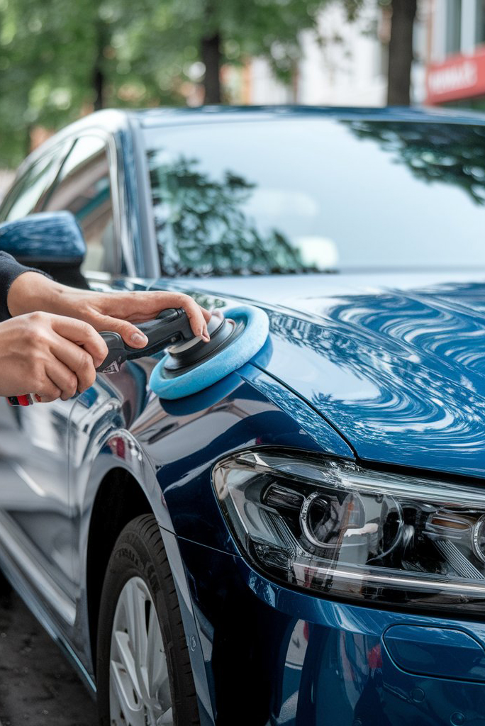 Het polijsten van krassen op het oppervlak van de autos